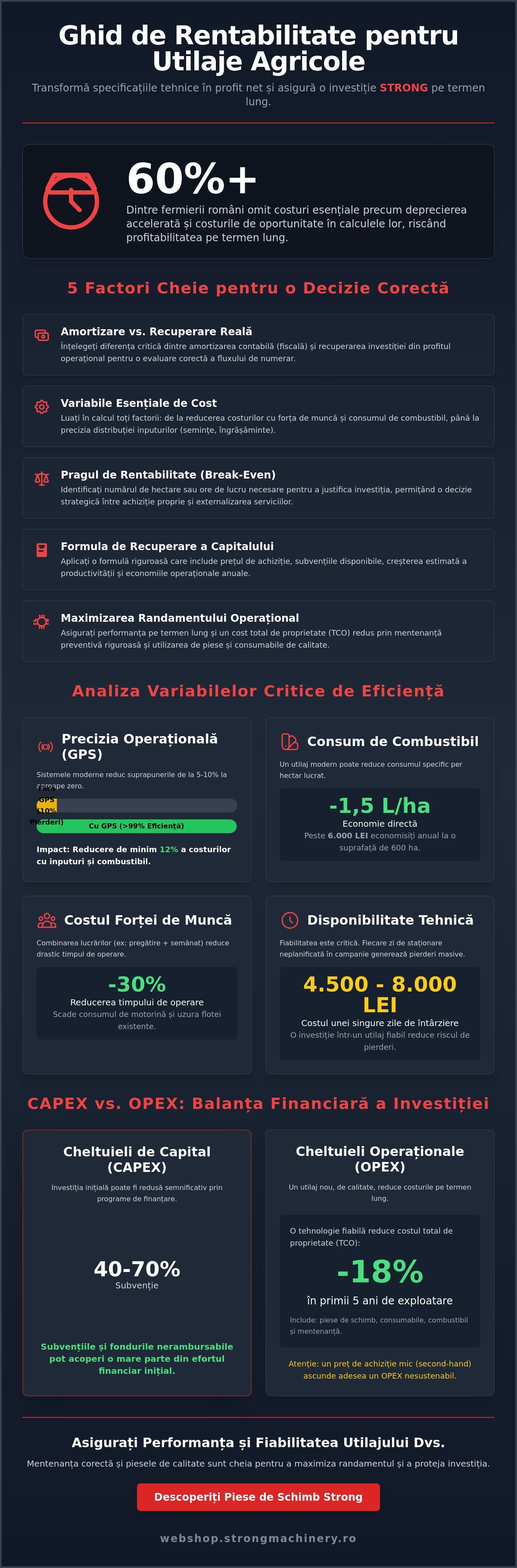 Calcul Rentabilitate Investiție Utilaj Agricol: Ghid Tehnic și Economic 2026