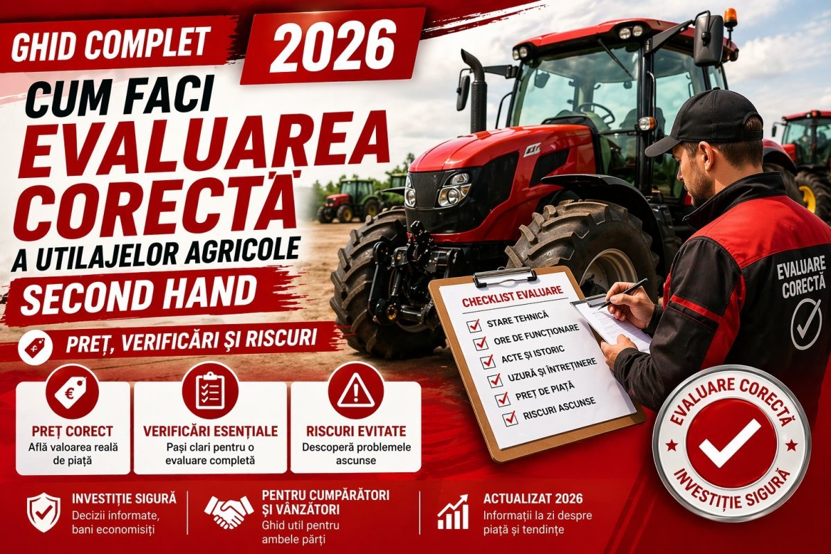 Ghid complet 2026: Cum faci evaluarea corectă a utilajelor agricole second hand – preț, verificări și riscuri