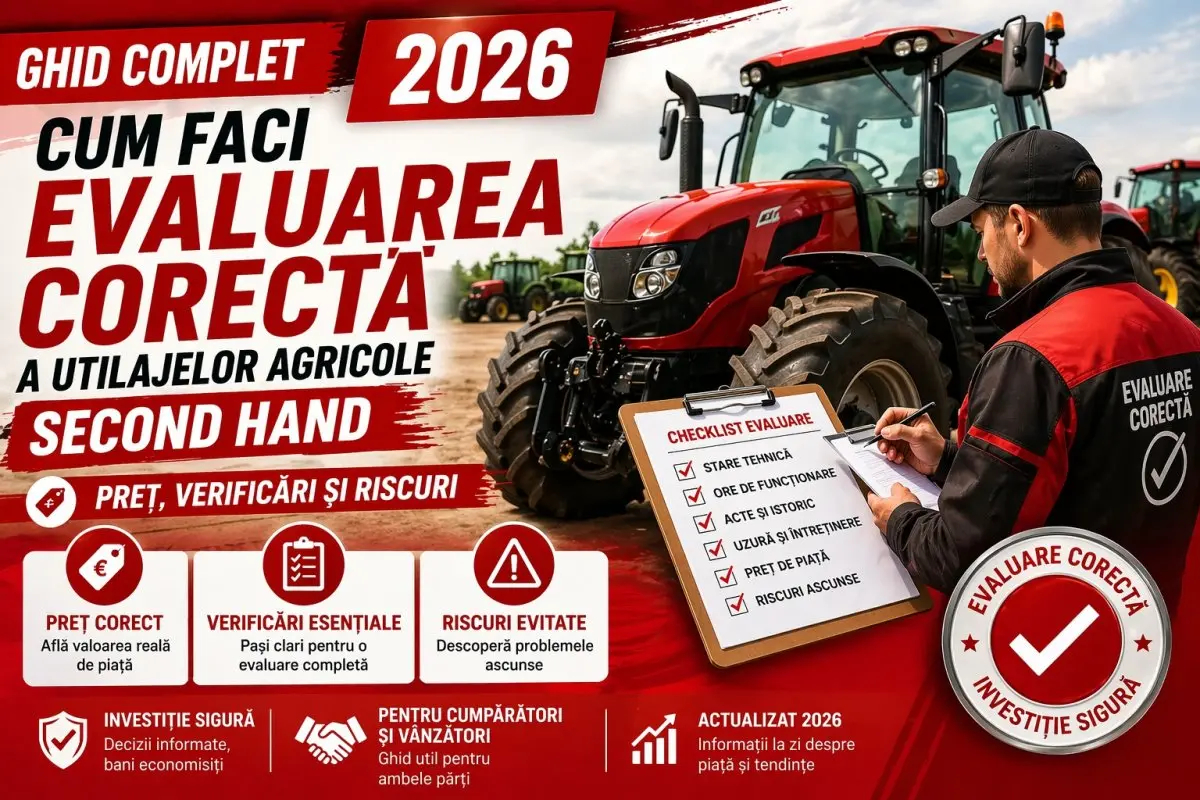 Ghid complet 2026: Cum faci evaluarea corectă a utilajelor agricole second hand – preț, verificări și riscuri
