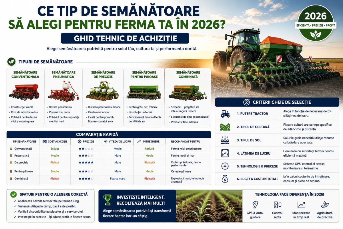 Ce tip de semănătoare să aleg pentru ferma mea în 2026? Ghid tehnic de achiziție