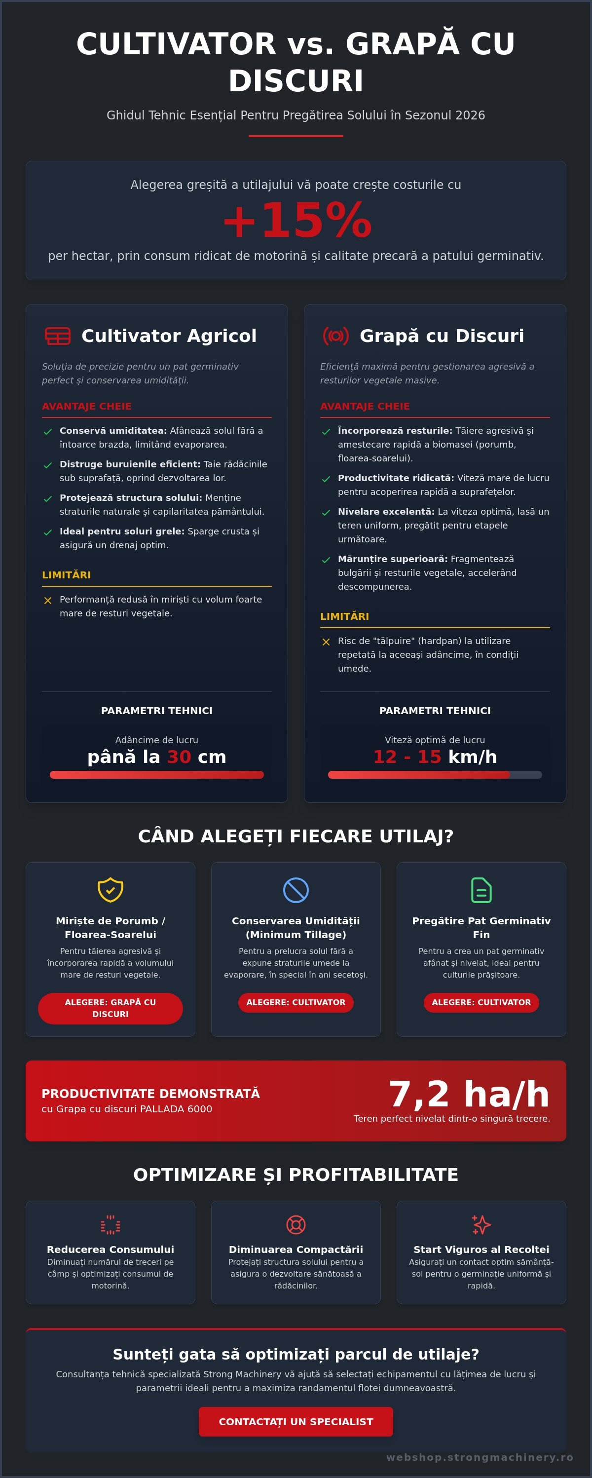 Cultivator sau grapă cu discuri pentru pregătirea solului: Cum alegi utilajul optim în 2026?
