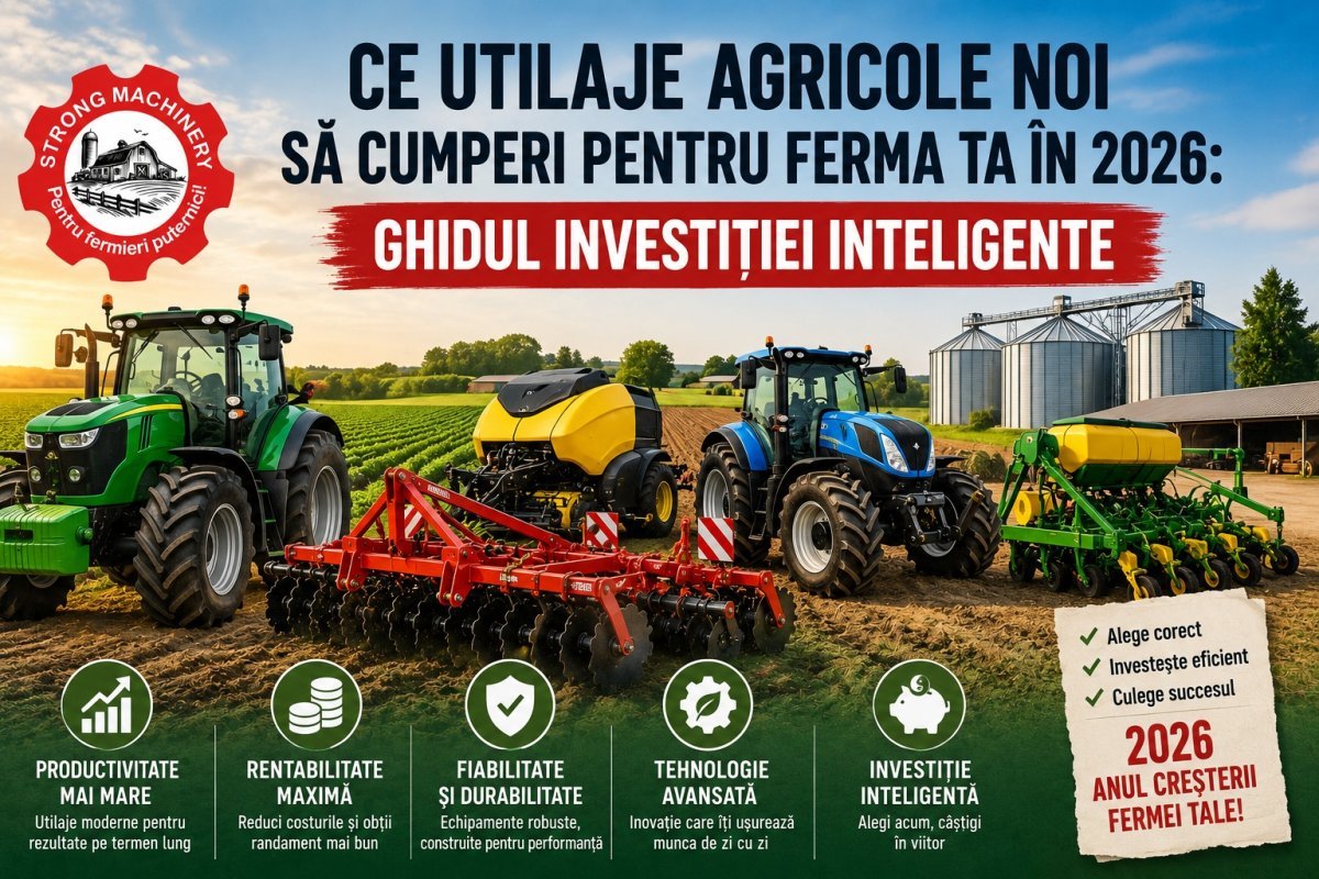 Ce utilaje agricole noi să cumperi pentru ferma ta în 2026: Ghidul investiției inteligente
