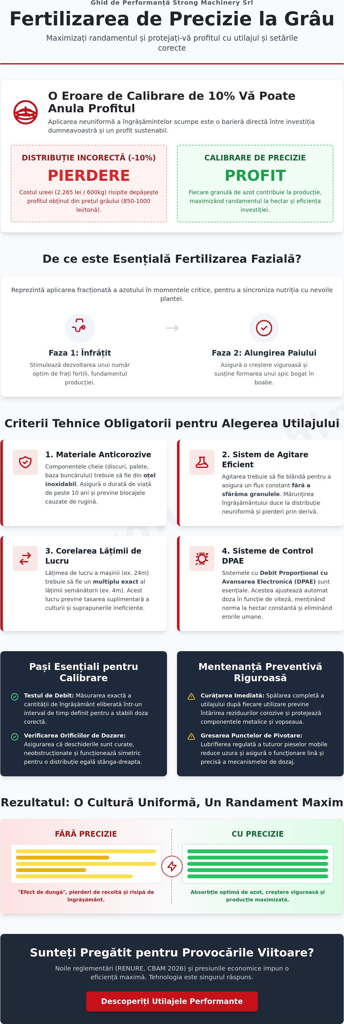 Mașină de împrăștiat îngrășăminte pentru fertilizare fazială la grâu: Ghid Tehnic 2026