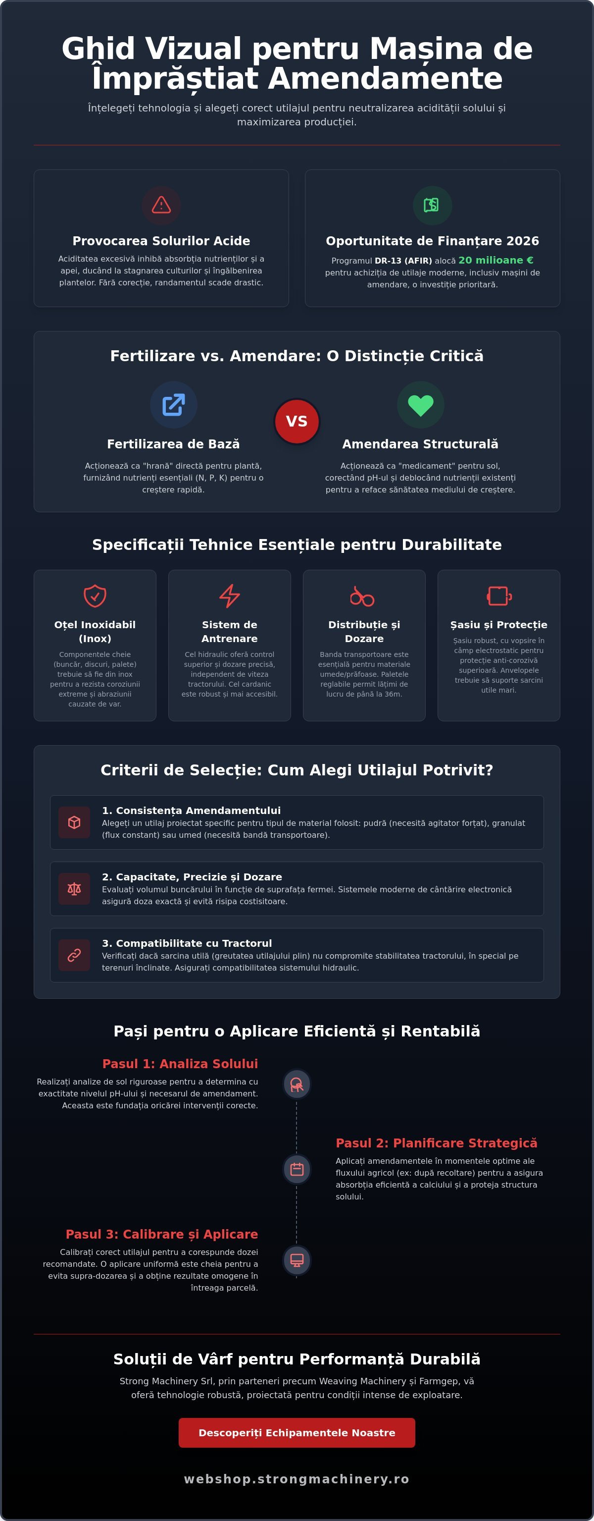 Mașină de împrăștiat îngrășăminte pentru amendarea solului cu var: Ghid Tehnic 2026