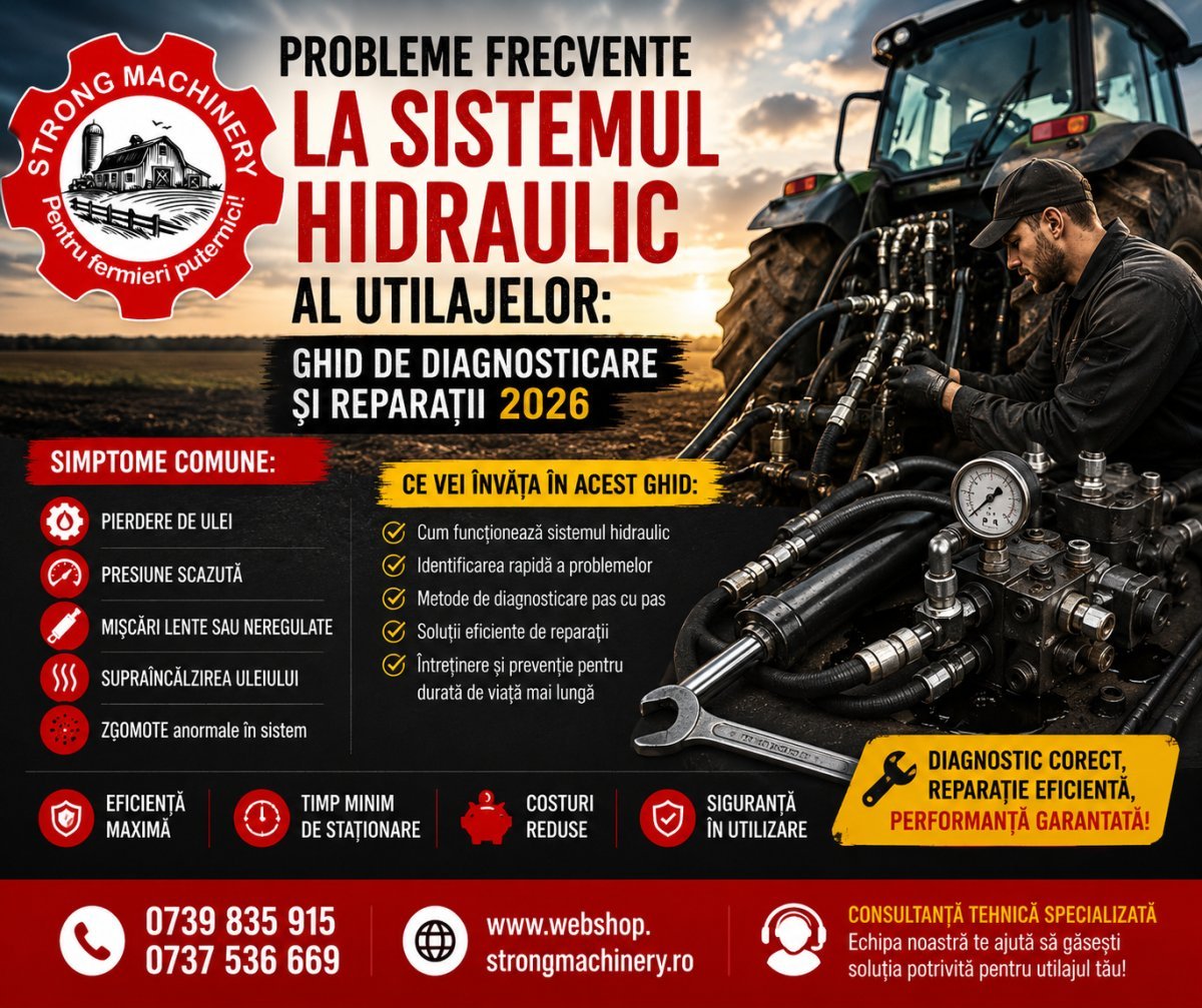 Probleme frecvente la sistemul hidraulic al utilajelor: Ghid de diagnosticare și reparații 2026