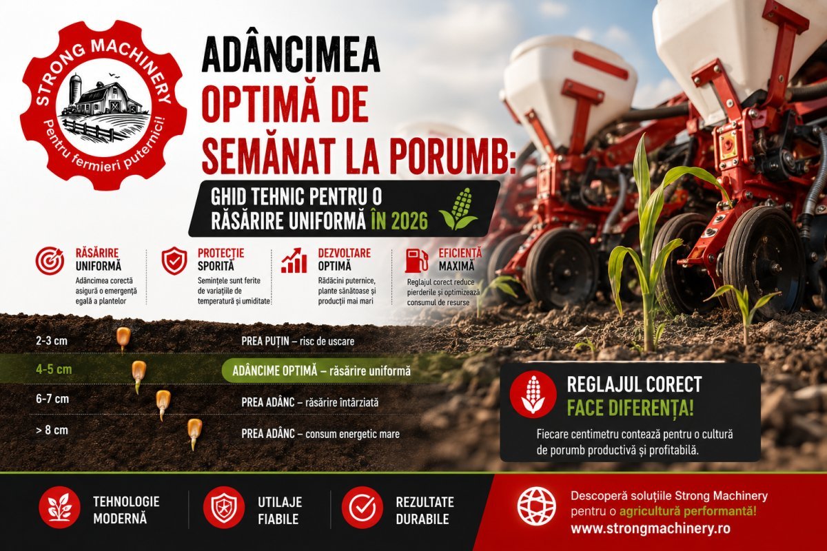 Adâncimea optimă de semănat la porumb: Ghid tehnic pentru o răsărire uniformă în 2026