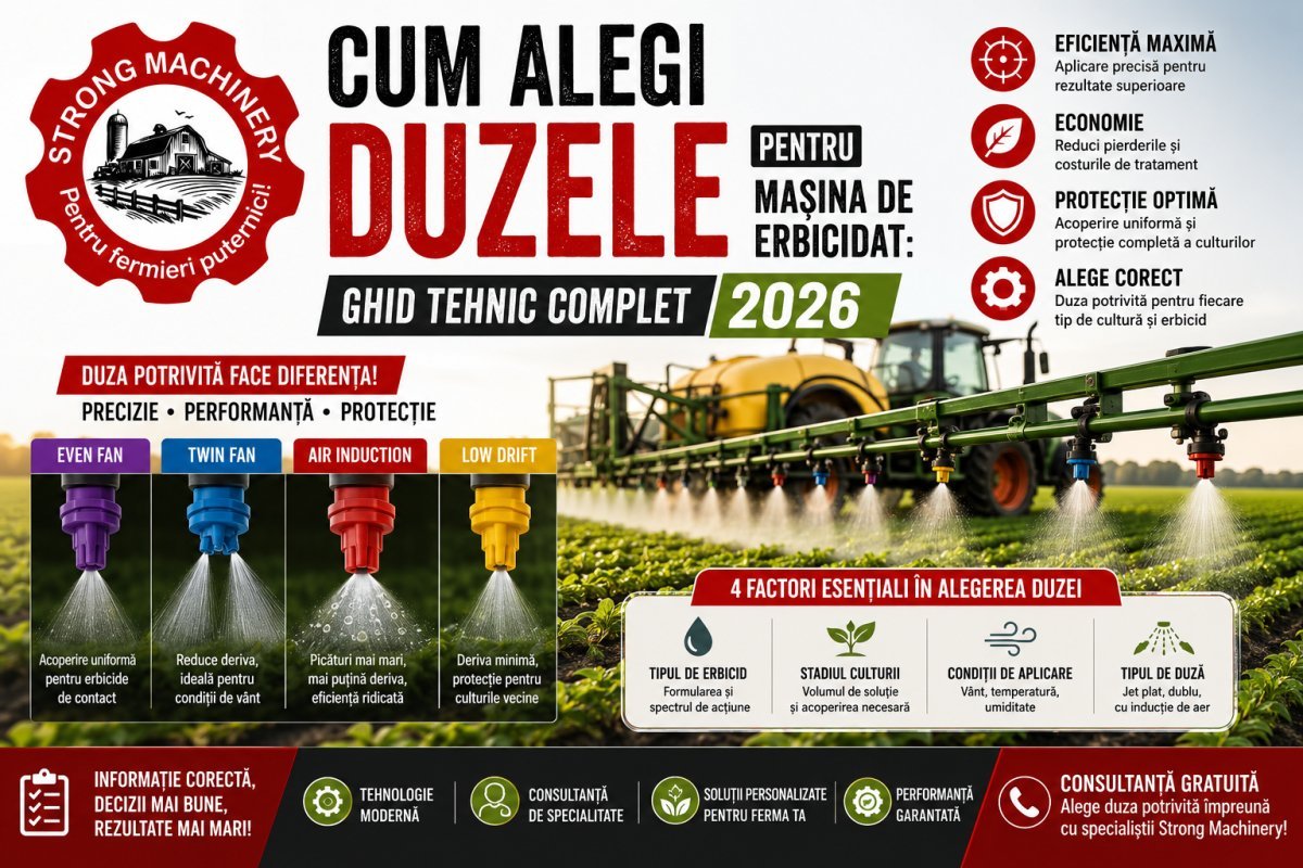 Cum alegi duzele pentru mașina de erbicidat: Ghid tehnic complet 2026