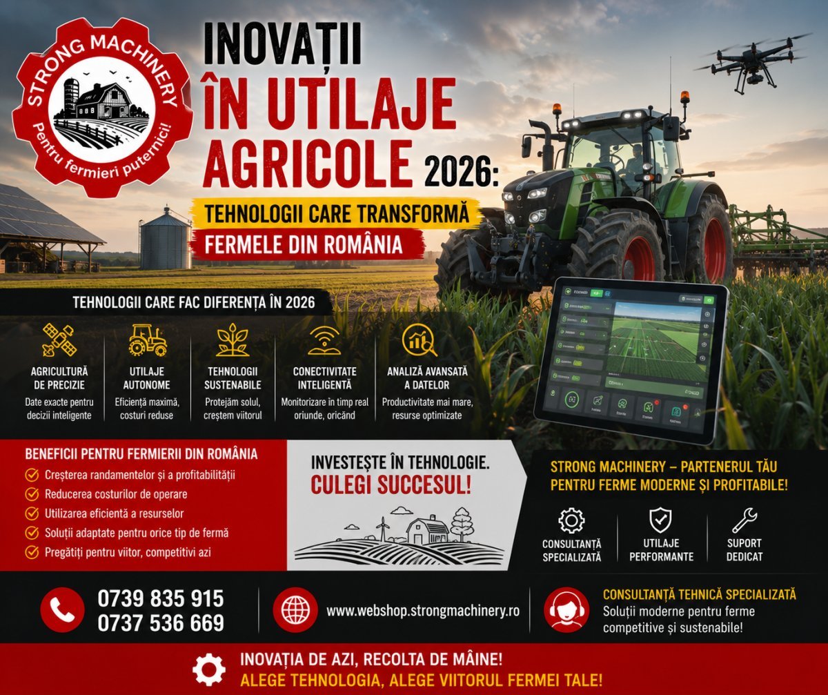 Inovații în utilaje agricole 2026: Tehnologii care transformă fermele din România