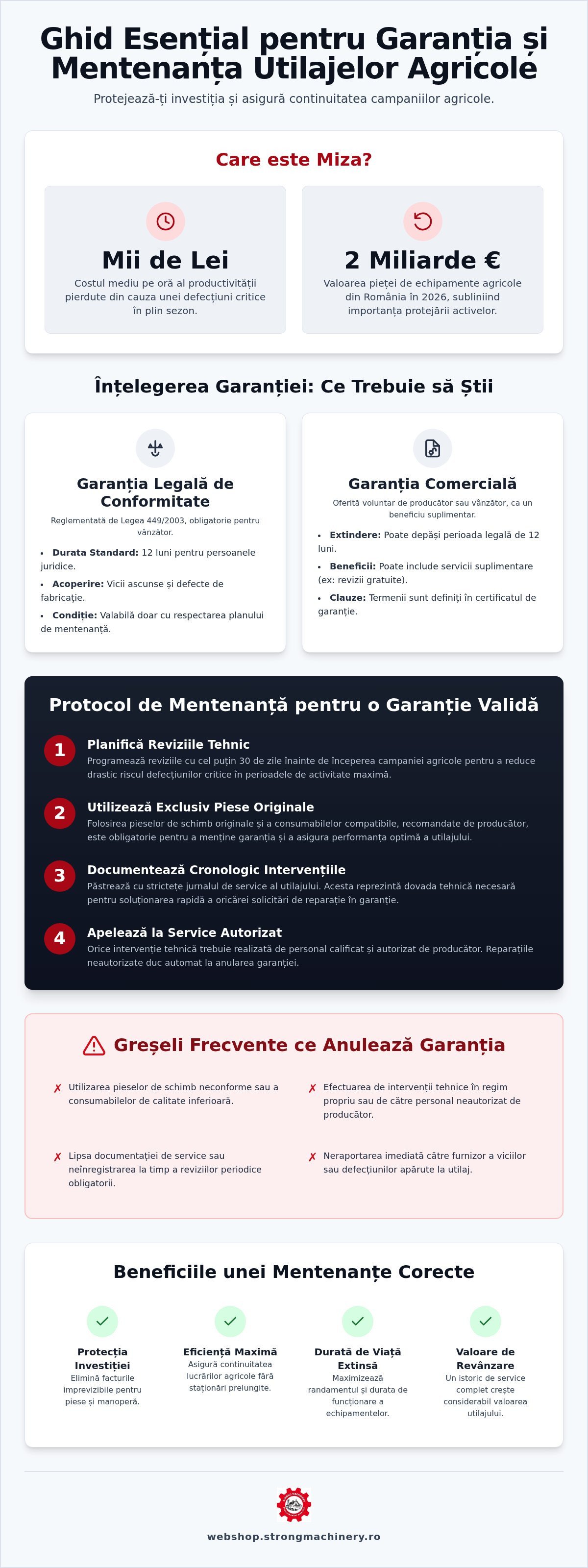 Garanție și Mentenanță Utilaje Agricole: Ghid Tehnic pentru Protejarea Investiției în 2026