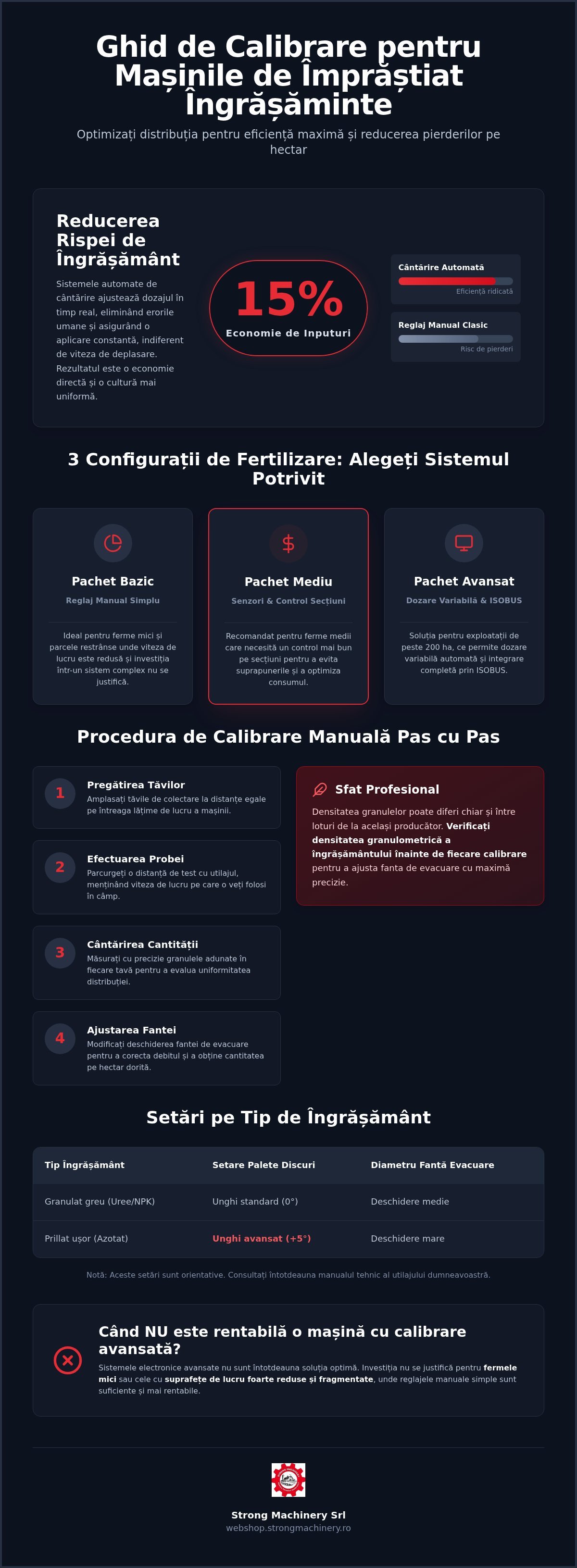 Calibrare mașină de împrăștiat îngrășăminte: prețuri și specificații 2026